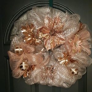 Rose Gold and Silver Christmas Wreath